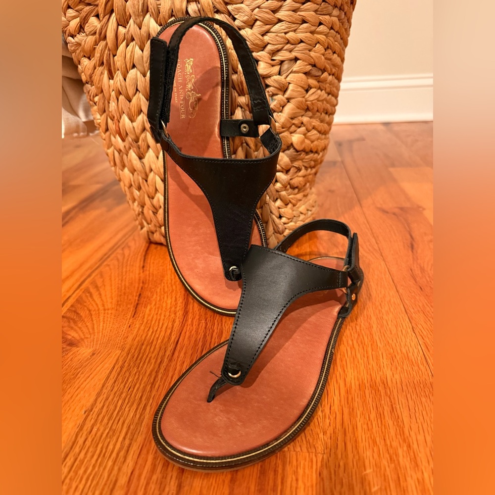 Coach and Four Black Leather Women's Sandals